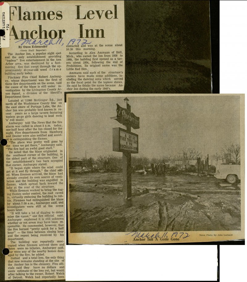 Anchor Inn - March 1972 Fire Destroys Original Building